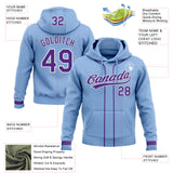 Custom Stitched Light Blue Purple-White Baseball Pullover Sweatshirt Hoodie