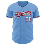Custom Light Blue Crimson-White Authentic Baseball Jersey