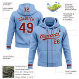 Custom Stitched Light Blue Crimson-Cream Baseball Pullover Sweatshirt Hoodie