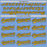 Custom Light Blue Gold-Navy Authentic Baseball Jersey
