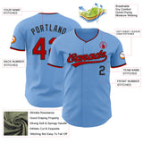 Custom Light Blue Red-Black Authentic Baseball Jersey