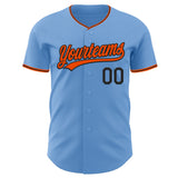 Custom Light Blue Orange-Black Authentic Baseball Jersey