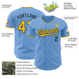 Custom Light Blue Yellow-Black Authentic Baseball Jersey