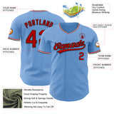 Custom Light Blue Red Black-White Authentic Baseball Jersey