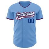 Custom Light Blue White Royal-Red Authentic Baseball Jersey