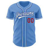 Custom Light Blue White Royal-Red Authentic Baseball Jersey