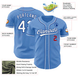 Custom Light Blue White Royal-Red Authentic Baseball Jersey