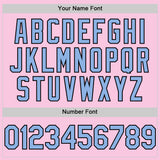 Custom Light Pink Light Blue-Black Mesh Authentic Throwback Baseball Jersey