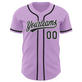 Custom Light Purple Black-White Authentic Baseball Jersey