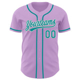 Custom Light Purple Teal-White Authentic Baseball Jersey