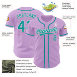Custom Light Purple Teal-White Authentic Baseball Jersey