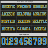 Custom Black Powder Blue-Yellow Long Sleeve Authentic Football Jersey