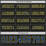 Custom Black Royal-Yellow Long Sleeve Authentic Football Jersey