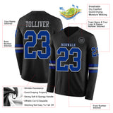 Custom Black Royal-Gray Long Sleeve Authentic Football Jersey