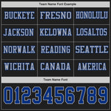 Custom Black Royal-Gray Long Sleeve Authentic Football Jersey