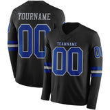 Custom Black Royal-Gray Long Sleeve Authentic Football Jersey