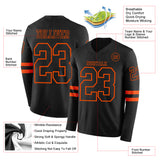Custom Black Orange Long Sleeve Authentic Football Jersey