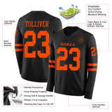 Custom Black Orange Long Sleeve Authentic Football Jersey