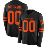 Custom Black Orange Long Sleeve Authentic Football Jersey