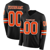 Custom Black Orange-White Long Sleeve Authentic Football Jersey