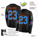 Custom Black Powder Blue-Orange Long Sleeve Authentic Football Jersey