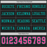 Custom Black Pink-Aqua Long Sleeve Authentic Football Jersey