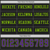 Custom Black Purple-Neon Green Long Sleeve Authentic Football Jersey