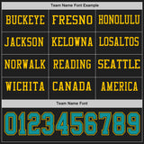 Custom Black Teal-Yellow Long Sleeve Authentic Football Jersey