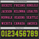 Custom Black Neon Green-Pink Long Sleeve Authentic Football Jersey