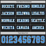 Custom Black Powder Blue-White Long Sleeve Authentic Football Jersey