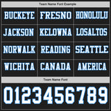 Custom Black White-Powder Blue Long Sleeve Authentic Football Jersey