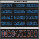Custom Black Powder Blue-Orange Long Sleeve Authentic Football Jersey