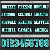 Custom Black Aqua-White Long Sleeve Authentic Football Jersey