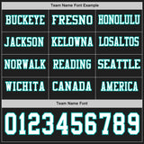 Custom Black White-Aqua Long Sleeve Authentic Football Jersey