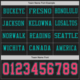 Custom Black Neon Pink-Aqua Long Sleeve Authentic Football Jersey