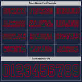 Custom Navy Red Long Sleeve Authentic Football Jersey