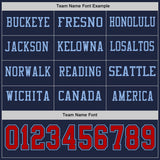 Custom Navy Red-Light Blue Long Sleeve Authentic Football Jersey