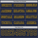 Custom Navy Gold Long Sleeve Authentic Football Jersey