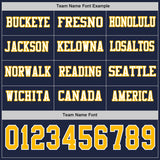 Custom Navy Gold-White Long Sleeve Authentic Football Jersey