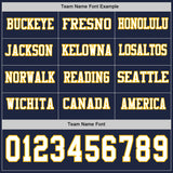 Custom Navy White-Gold Long Sleeve Authentic Football Jersey