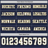 Custom Navy White-Old Gold Long Sleeve Authentic Football Jersey