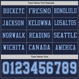 Custom Navy Light Blue Long Sleeve Authentic Football Jersey