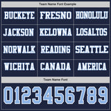 Custom Navy Light Blue-White Long Sleeve Authentic Football Jersey
