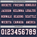 Custom Navy White-Crimson Long Sleeve Authentic Football Jersey
