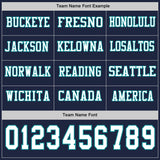 Custom Navy White-Teal Long Sleeve Authentic Football Jersey