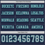 Custom Navy Gray-Teal Long Sleeve Authentic Football Jersey