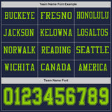 Custom Navy Neon Green Long Sleeve Authentic Football Jersey