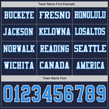 Custom Navy Powder Blue-White Long Sleeve Authentic Football Jersey