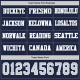 Custom Navy Silver-White Long Sleeve Authentic Football Jersey