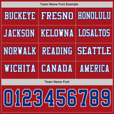 Custom Red Royal-White Long Sleeve Authentic Football Jersey